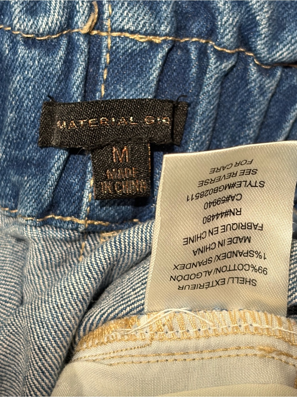 Material Girl Light Blue Paperbag Waist Frayed Denim Shorts - Picture 3 of 3